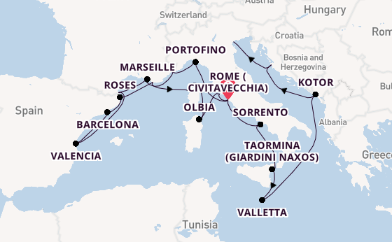 Western Mediterranean from Rome (Civitavecchia), Italy with the Seabourn Ovation 