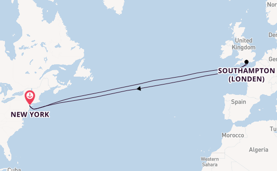 trans-Atlantisch vanaf New York, Verenigde Staten met de Queen Mary 2