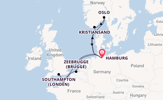 Noorwegen vanaf Hamburg, Duitsland met AIDAnova
