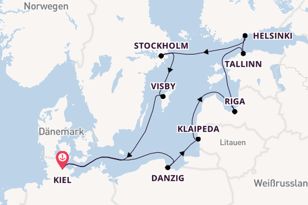 Ostsee ab Kiel, Deutschland auf der Mein Schiff 7