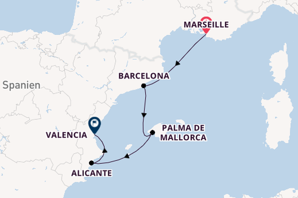 Westliches Mittelmeer ab Marseille, Frankreich auf der MSC Splendida
