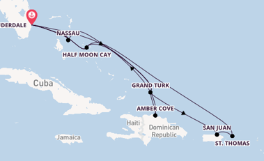 Caribbean vanaf Fort Lauderdale, Verenigde Staten met de Nieuw Statendam