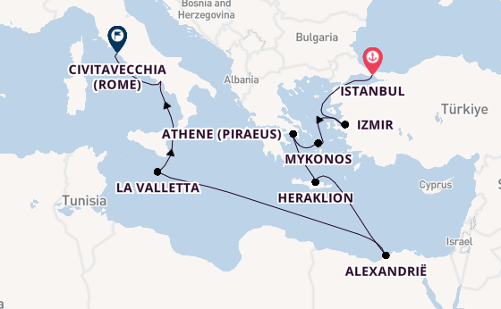 Middellandse Zee vanaf Istanbul, Turkije met de Seven Seas Navigator