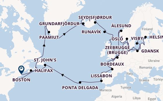 trans-Atlantisch vanaf New York, Verenigde Staten met de Aurelia