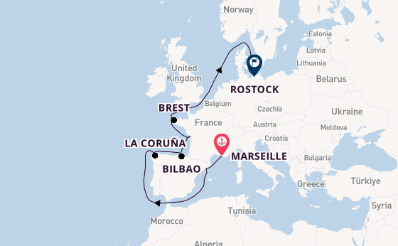 Westelijke Middellandse Zee vanaf Marseille, Frankrijk met de MSC Magnifica