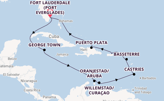 Caribbean from Fort Lauderdale (Port Everglades), Florida, USA with the Celebrity Eclipse