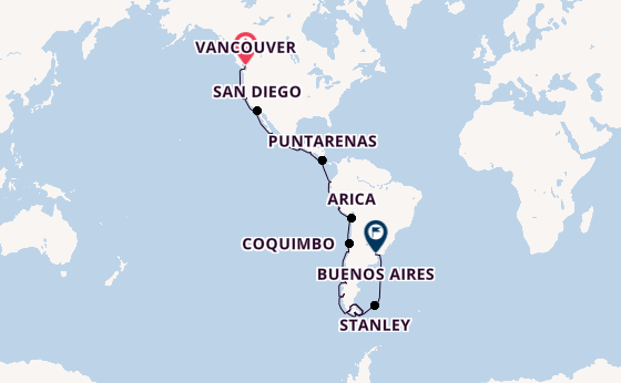 Zuid-Amerika vanaf Vancouver, Canada met de Nieuw Amsterdam