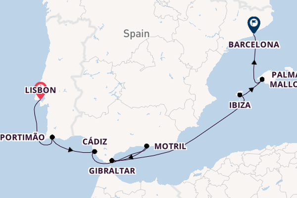 Western Mediterranean from Lisbon, Portugal with the Norwegian Dawn