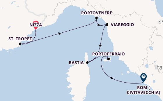 Westliches Mittelmeer ab Nizza, Frankreich auf der SEA CLOUD II