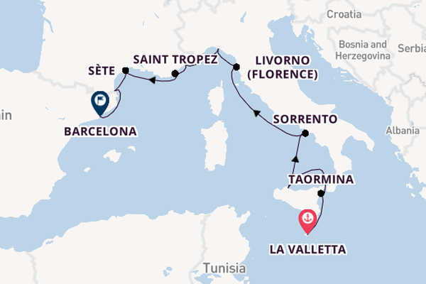 Westelijke Middellandse Zee vanaf La Valletta, Malta met de Silver Whisper