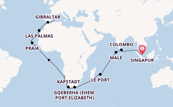 Südliches Afrika ab Singapur auf der Mein Schiff 6