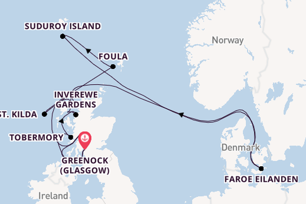 Schotland vanaf Greenock (Glasgow), Schotland met de Le Lyrial