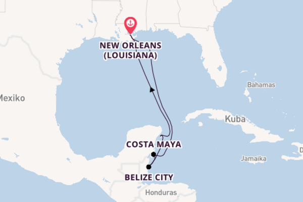 In 7 Tagen nach New Orleans (Louisiana) über Costa Maya