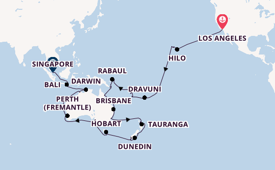 Transpacific from Los Angeles, California with the Coral Princess