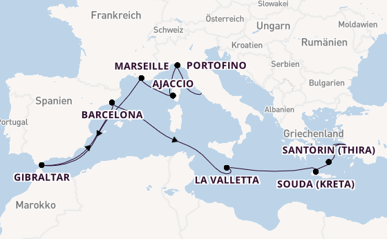 Mittelmeer ab Civitavecchia (Rom), Italien auf der Oosterdam