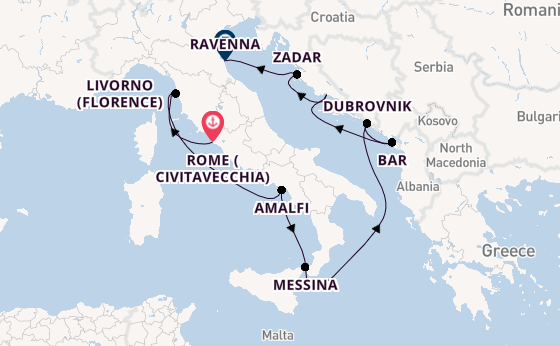 Mediterranean Sea from Rome (Civitavecchia), Italy with the Celebrity Constellation