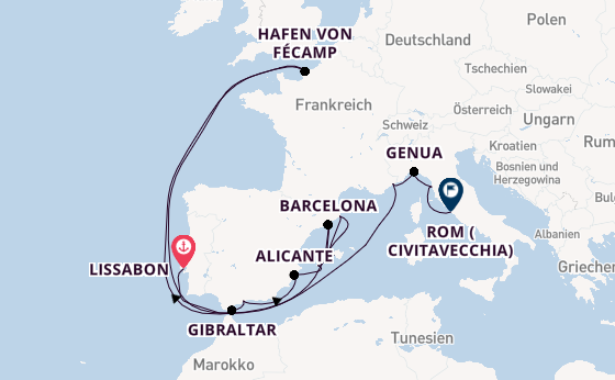 Westliches Mittelmeer ab Lissabon, Portugal auf der EXPLORA II