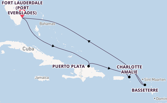 Caribbean from Fort Lauderdale (Port Everglades), Florida, USA with the Celebrity Beyond