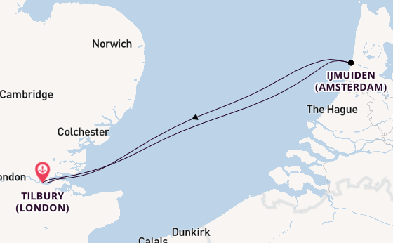 Sailing from Tilbury (London) via Ijmuiden (Amsterdam)