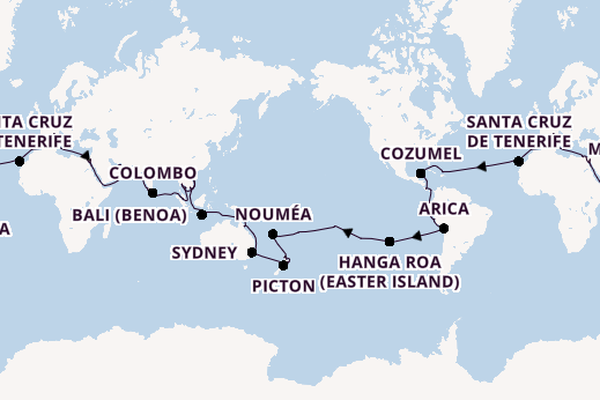 Round-the-World Trip from Genoa, Italy with the MSC Magnifica