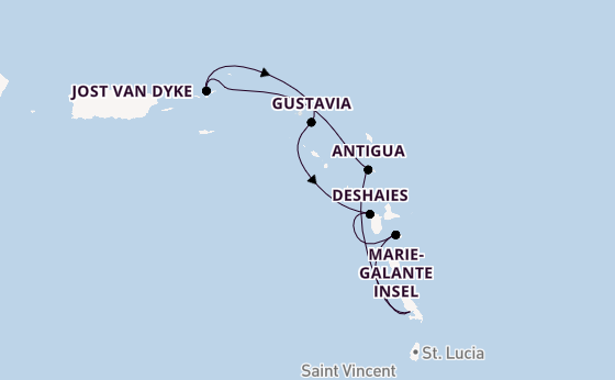 Südliche Karibik ab Fort de France, Martinique auf der Le Bougainville