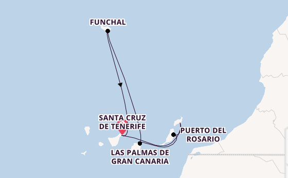Canary Islands from Santa Cruz de Tenerife, Spain with the Costa Smeralda
