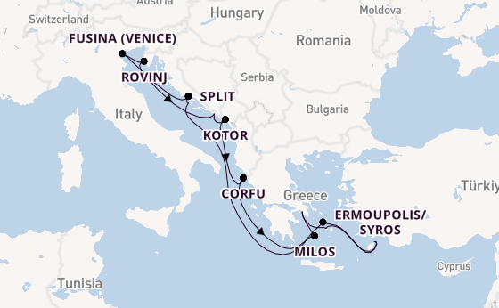 Eastern Mediterranean from Athens (Piraeus), Greece with the EXPLORA II