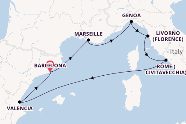 Western Mediterranean from Barcelona, Spain with the MSC Lirica