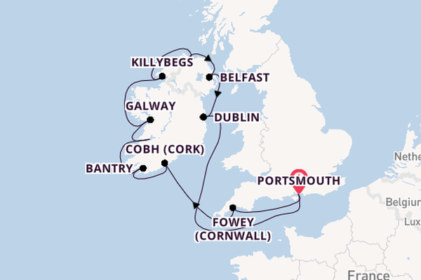 Britse Eilanden vanaf Portsmouth, Engeland met de Azamara Quest