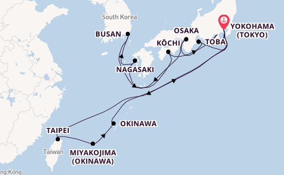 Japan from Yokohama (Tokyo), Japan with the Diamond Princess