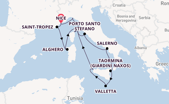 Western Mediterranean from Nice, France with the Silver Shadow