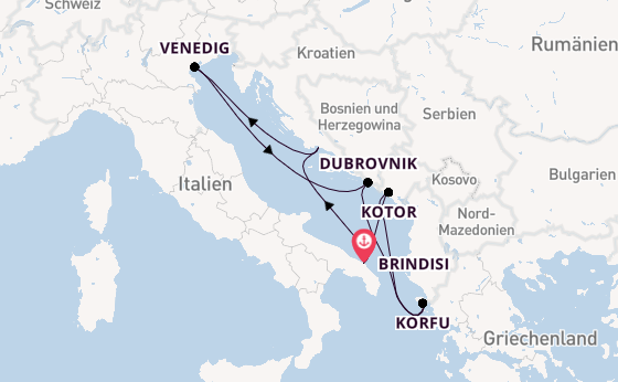 Mittelmeer ab Brindisi, Italien auf der MSC Armonia 