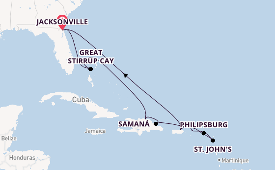 Caribbean vanaf Jacksonville, Florida Verenigde Staten met de Norwegian Dawn