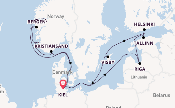 Noorwegen vanaf Kiel, Duitsland met AIDAprima