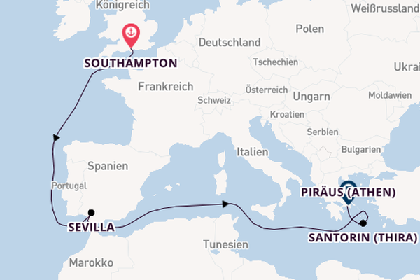 Östliches Mittelmeer ab Southampton, Großbritannien auf der Queen Anne