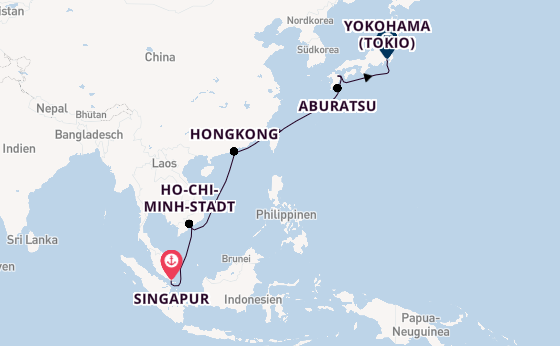 Ostasien ab Singapur, Singapur auf der Silver Moon