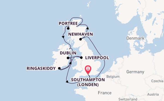 Verenigd Koninkrijk vanaf Southampton (Londen), Engeland met de Norwegian Star