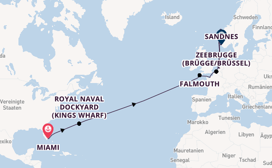 Transatlantik ab Miami auf der Zuiderdam