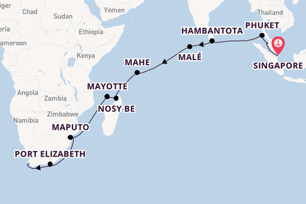 Africa from Singapore, Singapore with the Seven Seas Navigator