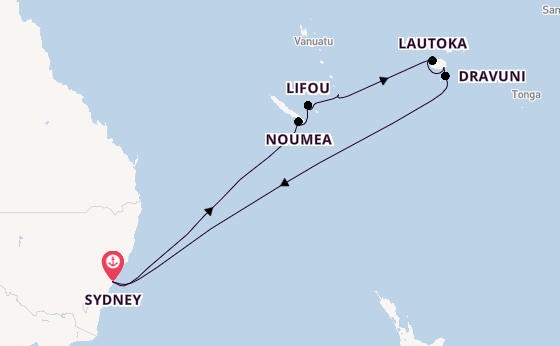 Zuidelijke Stille Oceaan vanaf Sydney, Australië met de Grand Princess