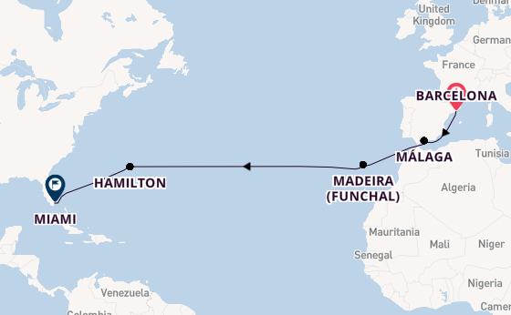 Transatlantic from Barcelona, Spain with the Seven Seas Mariner