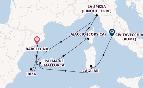 Westelijke Middellandse Zee vanaf Barcelona met AIDAcosma