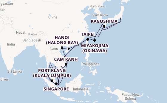 South East Asia from Tokyo, Japan with the Sapphire Princess