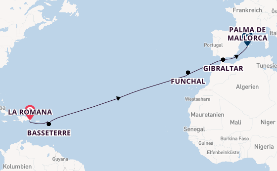 Karibik ab La Romana, Dominikanische Republik auf der Mein Schiff 5
