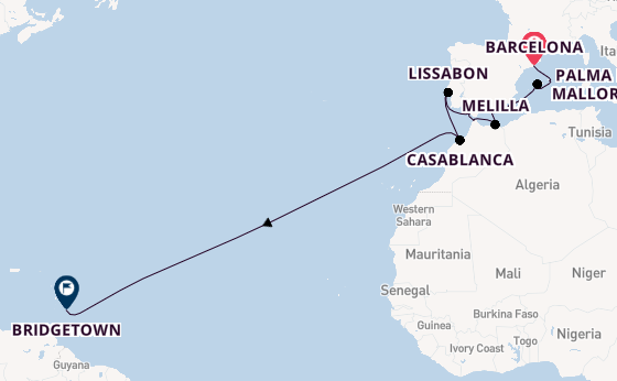 Middellandse Zee vanaf Barcelona, Spanje met de Seabourn Ovation