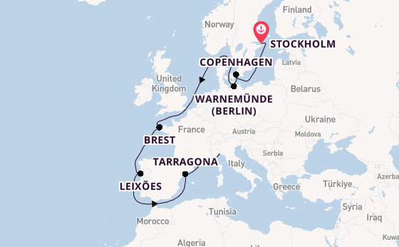 Western Mediterranean from Stockholm, Sweden with the MSC Magnifica