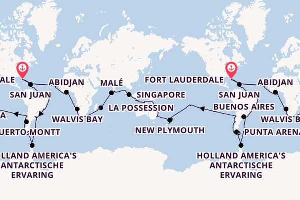 Wereldreizen vanaf Fort Lauderdale, Verenigde Staten met de Volendam