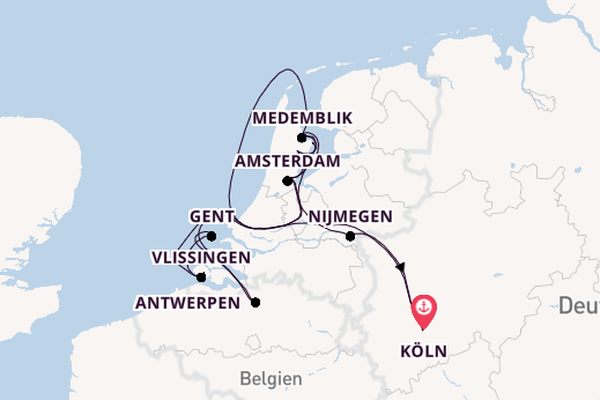 Rhein ab Köln, Deutschland auf der Alena