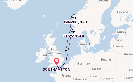 Norway from Southampton, England with the Arvia
