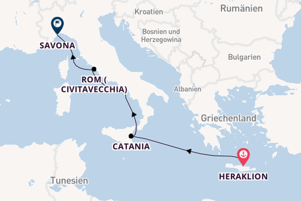 Westliches Mittelmeer ab Heraklion, Griechenland auf der Mein Schiff 4